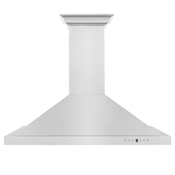 ZLINE 48" Convertible Vent Wall Mount Range Hood in Stainless Steel with Crown Molding