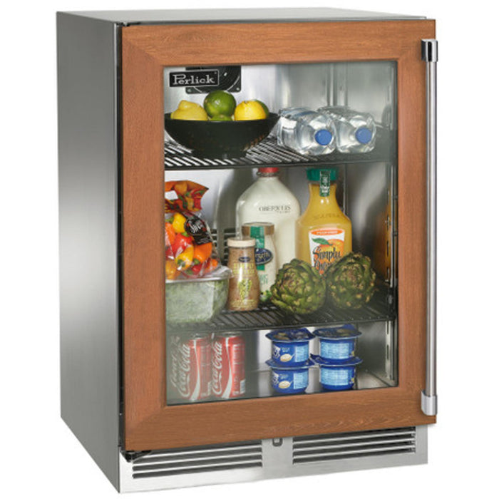 Perlick Signature Series 5.2 cu.ft Indoor Dual-Zone Refrigerator/Wine Reserve with Fully Integrated Panel-Ready Glass Door, Hinge Right, and Lock
