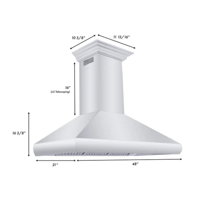 ZLINE 30", 36", & 48" Professional Convertible Vent Wall Mount Range Hoods with Crown Molding in Stainless Steel