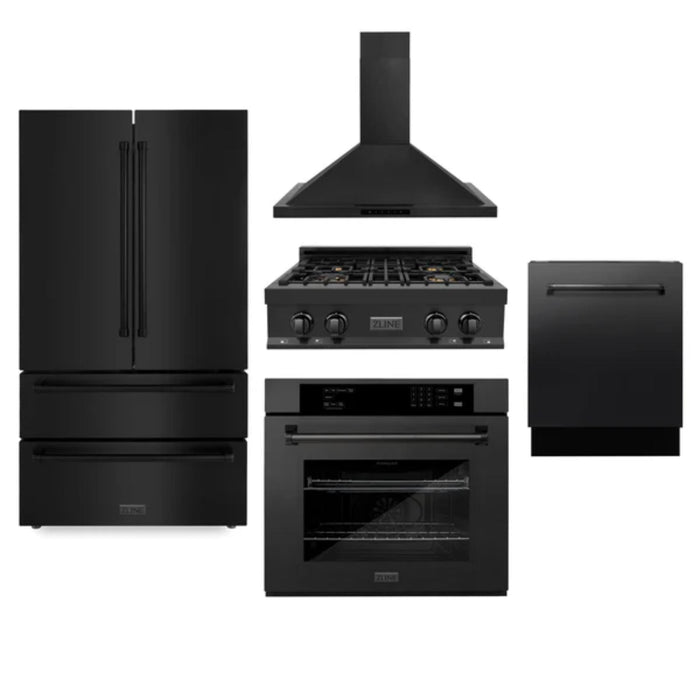 ZLINE 5-Piece Kitchen Appliance Package – Available in 30", 36", and 48" Rangetop Sizes with Refrigerator, Wall Oven, Dishwasher, and Convertible Range Hood
