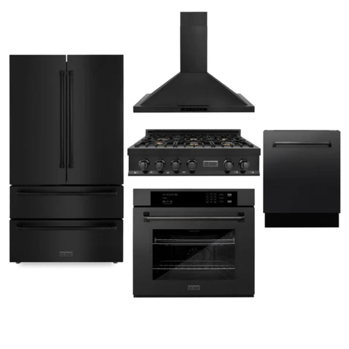 ZLINE 5-Piece Kitchen Appliance Package – Available in 30", 36", and 48" Rangetop Sizes with Refrigerator, Wall Oven, Dishwasher, and Convertible Range Hood