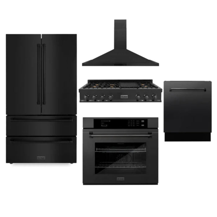 ZLINE 5-Piece Kitchen Appliance Package – Available in 30", 36", and 48" Rangetop Sizes with Refrigerator, Wall Oven, Dishwasher, and Convertible Range Hood
