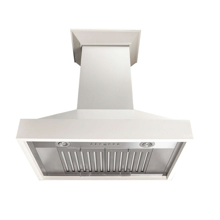 ZLINE 30" Wooden Wall Mount Range Hood in Cottage White with Ducted Ventilation