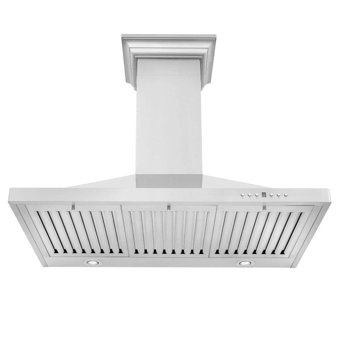 ZLINE 48" Convertible Vent Wall Mount Range Hood in Stainless Steel with Crown Molding