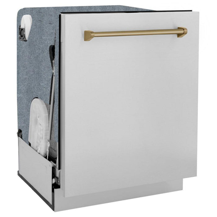 ZLINE 24" Monument Series Top Touch Control Dishwasher in Stainless Steel with Champagne Bronze Handle