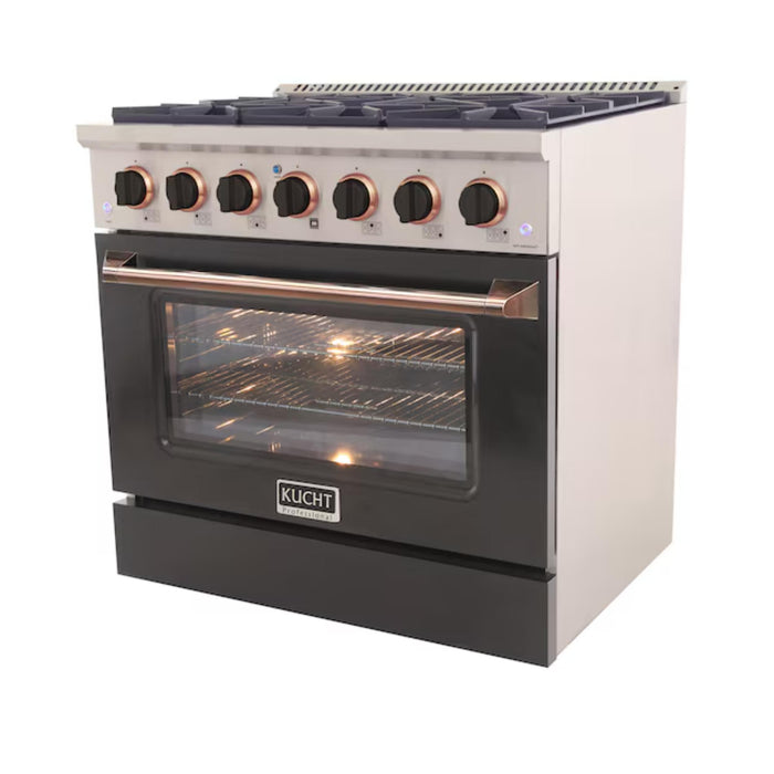 Kucht 361 36" Pro Class Gas Range in Black Customized Rose