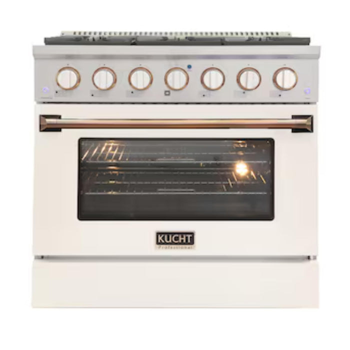 Kucht 361 36" Pro Class Gas Range in White Customized Rose