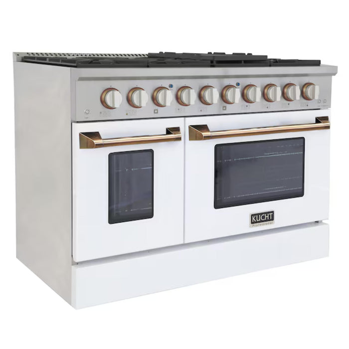 Kucht 482 40” Pro Class Dual Fuel Range in White Customized Gold