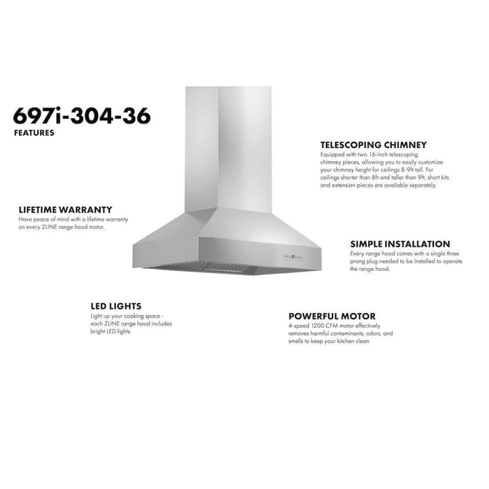 ZLINE Island Mount Outdoor Stainless Steel Range Hood