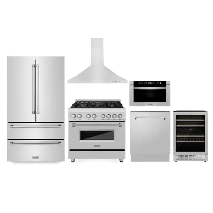 ZLINE 36" 6-Piece Stainless Steel Complete Kitchen Appliance Package