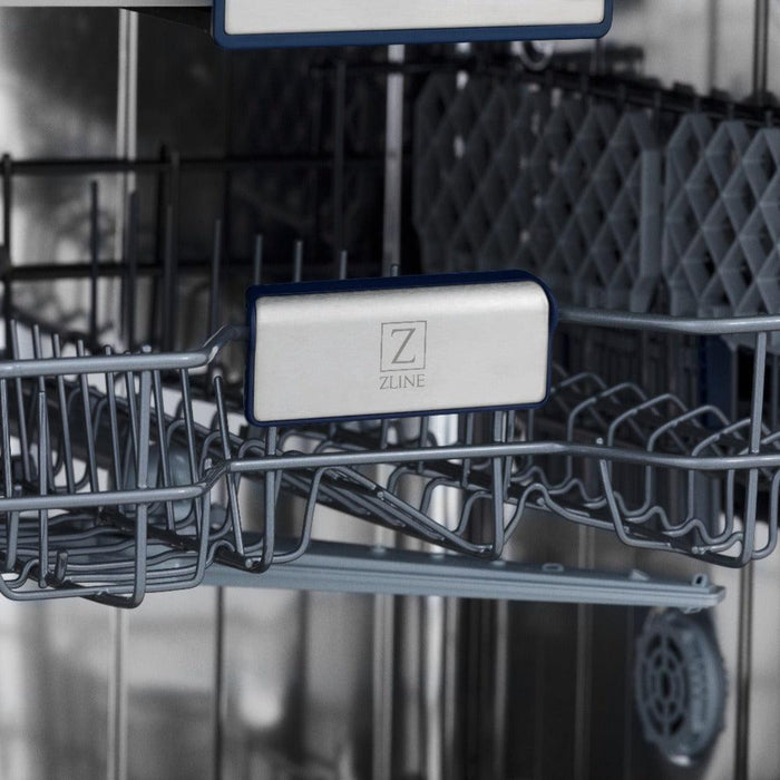 ZLINE  24" Autograph Edition 3rd Rack Top Control Tall Tub Dishwasher in Black Stainless Steel with Champagne Bronze Handle, 51dBa