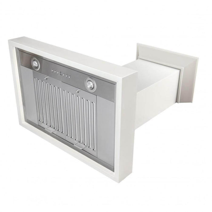 ZLINE 30" Wooden Wall Mount Range Hood in Cottage White with Ducted Ventilation