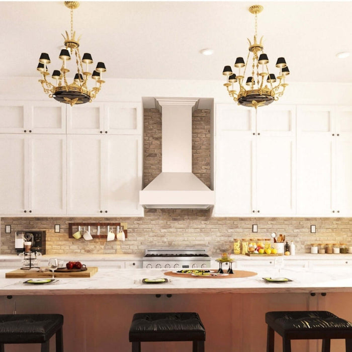 ZLINE 30" Wooden Wall Mount Range Hood in Cottage White with Ducted Ventilation