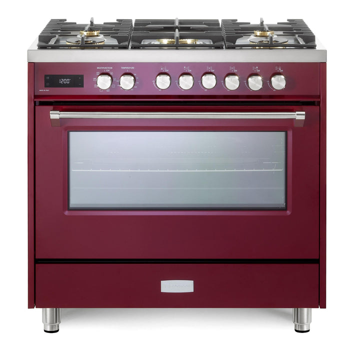 Verona Ultima 36-Inch 5.0 Cu. Ft. Colored Dual Fuel Freestanding Range with Five Brass Burners and Dual Convection Oven