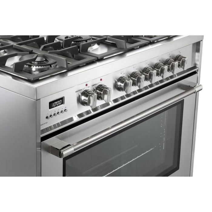 Verona Prima 36-Inch Freestanding Stainless Steel Dual Fuel Range With 5 Burners, 5.0 Cu. Ft. European Convection Oven And Italian Craftsmanship