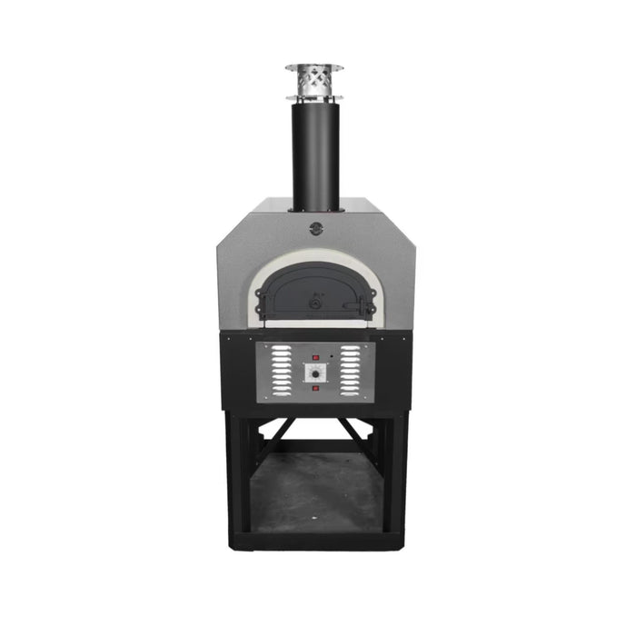 Chicago Brick Oven CBO-750 Hybrid Freestanding Residential Outdoor Pizza Oven with Stand, Propane Gas – Silver Finish