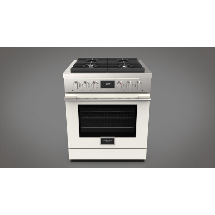 Fulgor Milano Accento Pro 30-Inch Freestanding Dual Fuel Range, 400 Series, 4 Burners (2 Crescendo Burners + 2 Sealed Burners)
