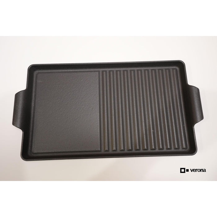 Verona Cast Iron Grill/Griddle Combo 9" x 15" Heavy-Duty, Dual-Sided Cooking