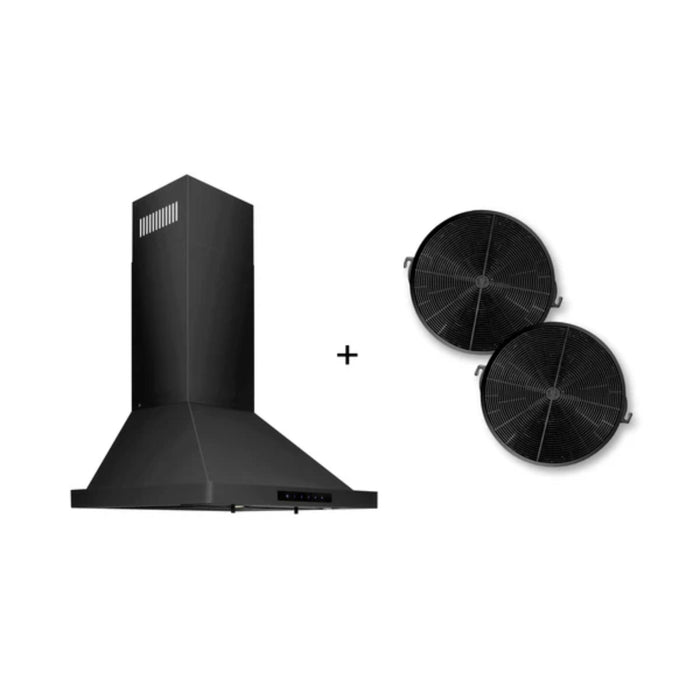ZLINE BSKBN-CF Series Black Stainless Steel Convertible Wall Mount Range Hood with Charcoal Filters (BSKBN-CF Series)