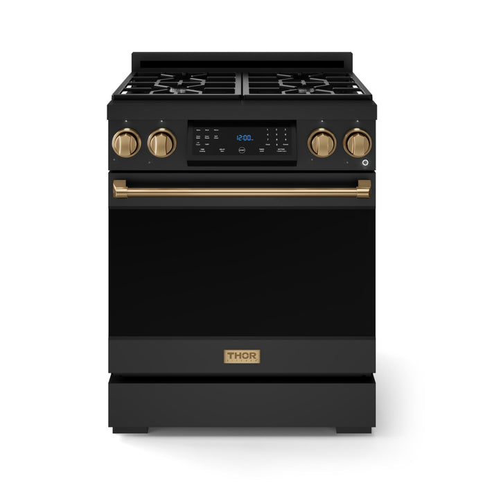 Thor Kitchen RSG30BLP 30 Inch Gordon Ramsay Professional Liquid Propane Gas Range with Tilt Panel Touch Control Matte Black