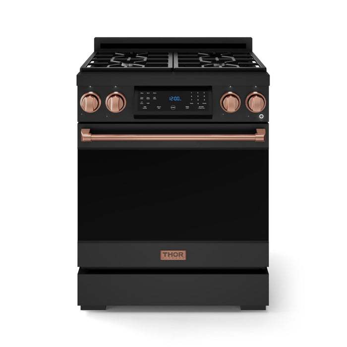 Thor Kitchen RSG30BLP 30 Inch Gordon Ramsay Professional Liquid Propane Gas Range with Tilt Panel Touch Control Matte Black