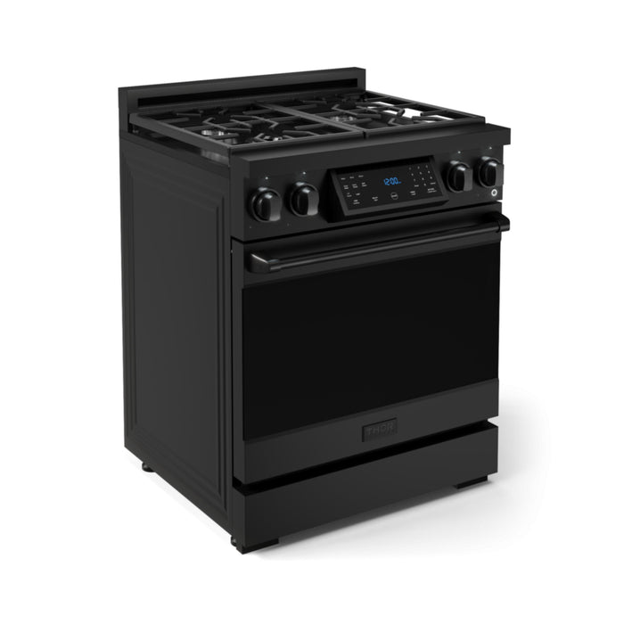 Thor Kitchen RSG30BLP 30 Inch Gordon Ramsay Professional Liquid Propane Gas Range with Tilt Panel Touch Control Matte Black