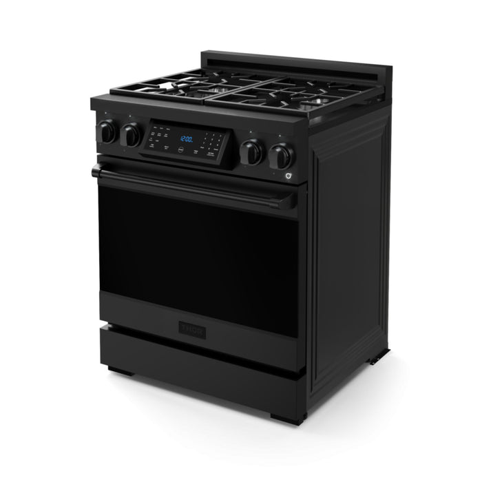 Thor Kitchen RSG30BLP 30 Inch Gordon Ramsay Professional Liquid Propane Gas Range with Tilt Panel Touch Control Matte Black