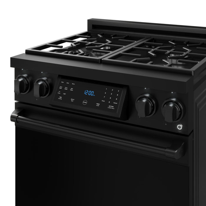 Thor Kitchen RSG30BLP 30 Inch Gordon Ramsay Professional Liquid Propane Gas Range with Tilt Panel Touch Control Matte Black
