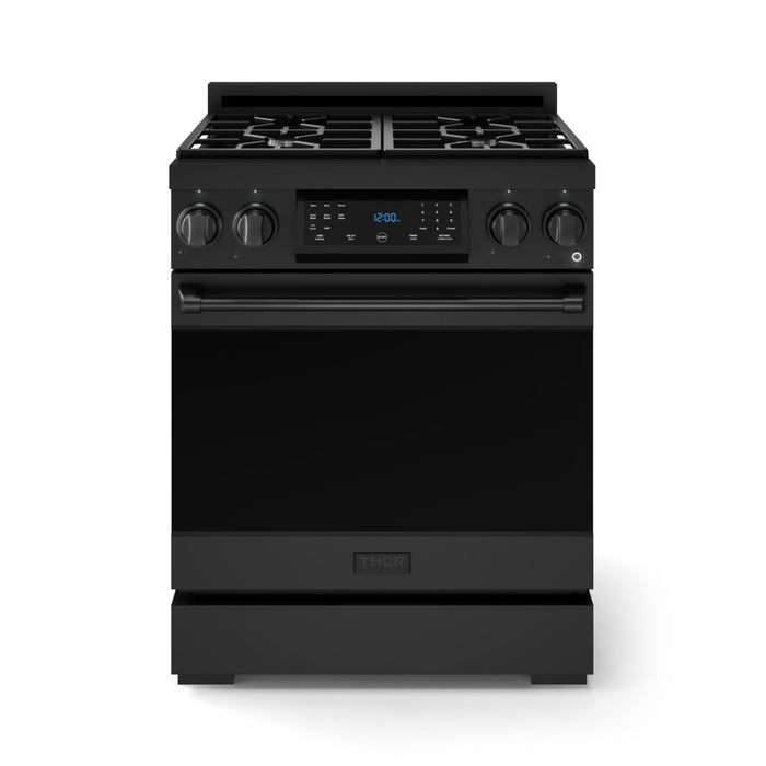 Thor Kitchen RSG30BLP 30 Inch Gordon Ramsay Professional Liquid Propane Gas Range with Tilt Panel Touch Control Matte Black