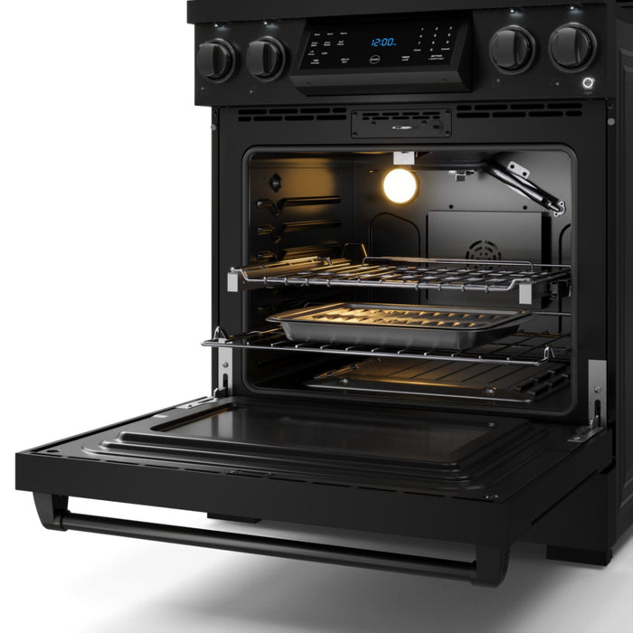 Thor Kitchen RSG30BLP 30 Inch Gordon Ramsay Professional Liquid Propane Gas Range with Tilt Panel Touch Control Matte Black
