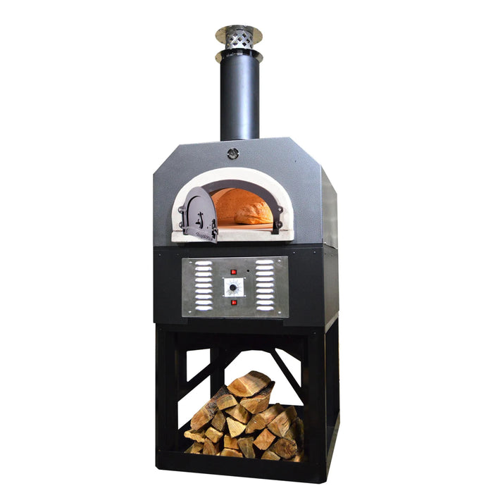 Chicago Brick Oven CBO-750 Hybrid Freestanding Residential Outdoor Pizza Oven with Stand, Propane Gas – Silver Finish