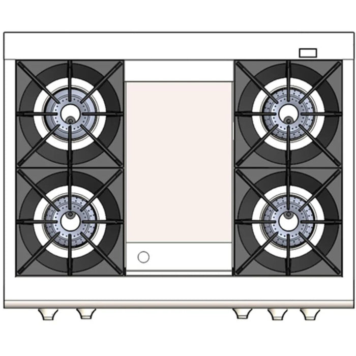 Capital Grand Chef Series 36-Inch Dual Fuel 4 Open Burner Specialty Cooktop Range
