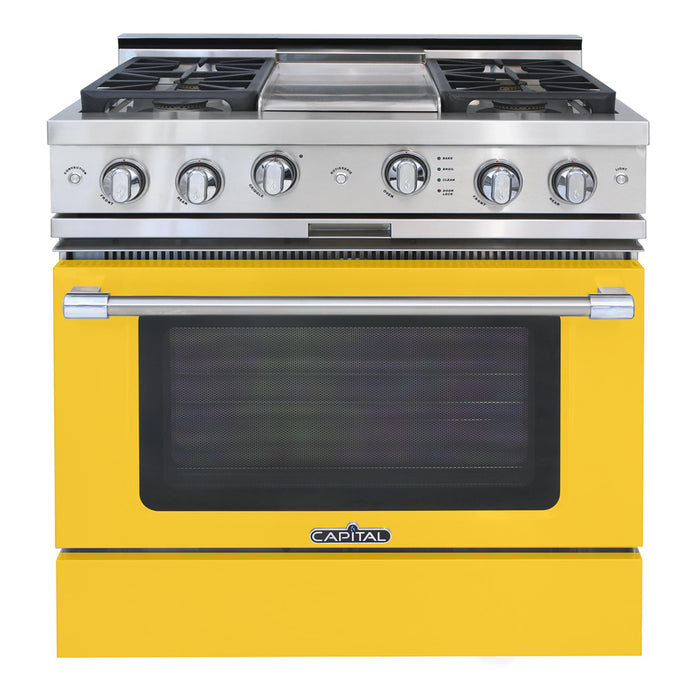Capital Precision Series 36-Inch High BTU 4 Burner & Griddle Single Door Classic Chef Range