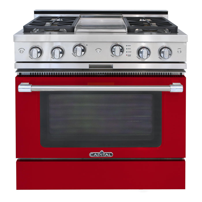 Capital Precision Series 36-Inch High BTU 4 Burner & Griddle Single Door Classic Chef Range