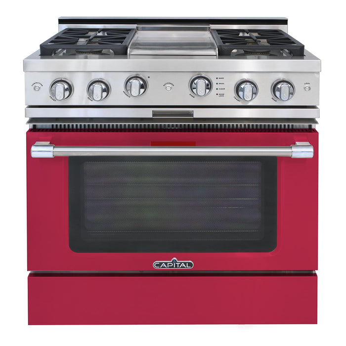 Capital Precision Series 36-Inch High BTU 4 Burner & Griddle Single Door Classic Chef Range