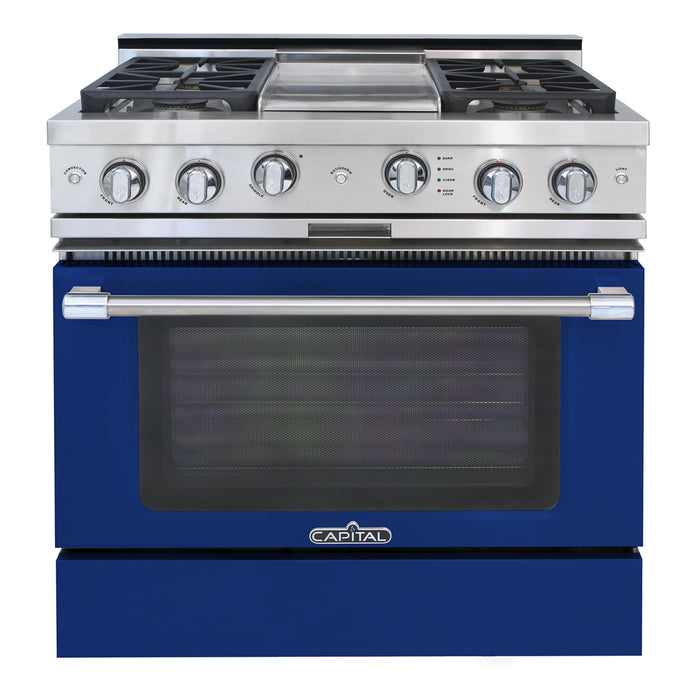 Capital Precision Series 36-Inch High BTU 4 Burner & Griddle Single Door Classic Chef Range