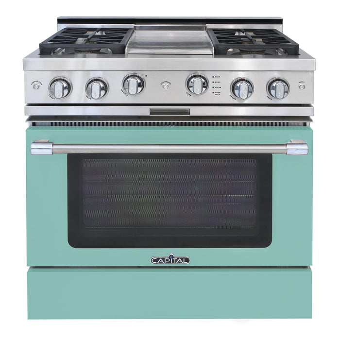 Capital Precision Series 36-Inch High BTU 4 Burner & Griddle Single Door Classic Chef Range