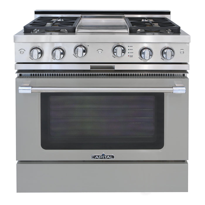 Capital Precision Series 36-Inch High BTU 4 Burner & Griddle Single Door Classic Chef Range