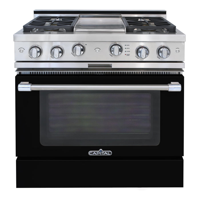 Capital Precision Series 36-Inch High BTU 4 Burner & Griddle Single Door Classic Chef Range