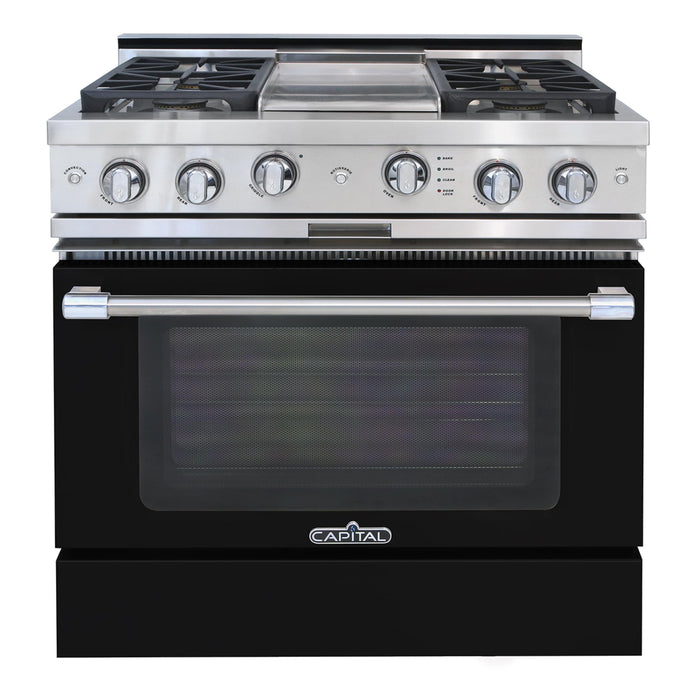 Capital Precision Series 36-Inch High BTU 4 Burner & Griddle Single Door Classic Chef Range