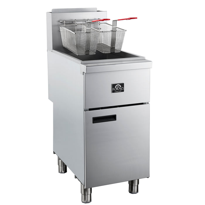 FORNO Commerciale Natural Gas Deep Fryer, 4 Burners 120,000 BTU, 50 lbs Oil Capacity