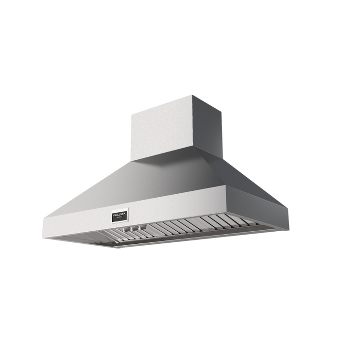 Fulgor Milano 48-Inch Pro Chimney Wall Hood, 600 Series, 1000 CFM, Pyramid Style, Baffle Filters, Knob Control