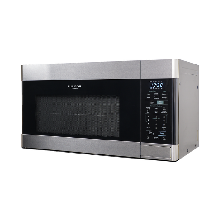 Fulgor Milano 30-Inch Distinto Built-In Microwave, 1.8 cu. ft., 1100W, Over-the-Range (OTR), Sensor Cooking, 450 CFM