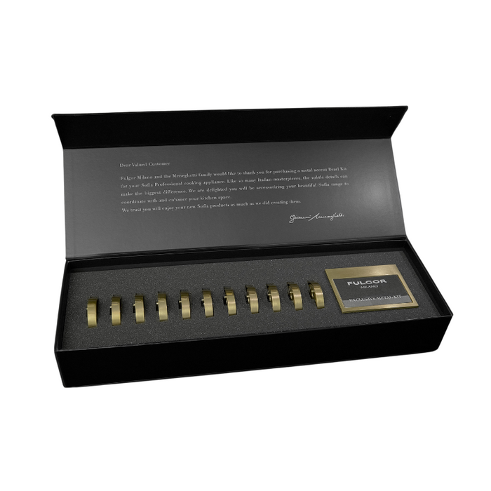 Fulgor Milano Bezel Accessory Kit – 6 Bezels & 1 Faceplate for Sofia Nameplate, Brushed Brass