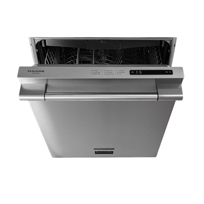 Fulgor Milano 24-Inch Pro Built-In Dishwasher, Stainless Steel, 6 Cycles, 45 dB, 3rd Rack (Requires Handle Kit, Sold Separately)