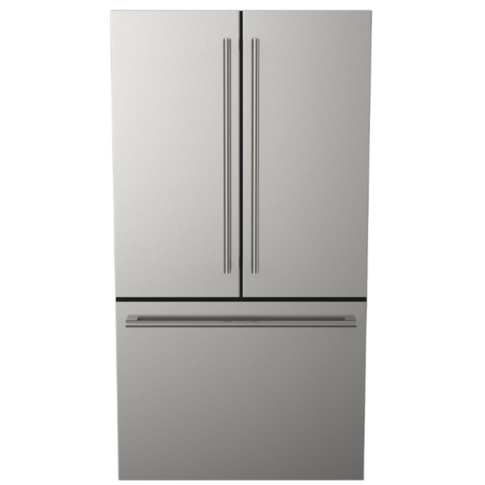 Fulgor Milano 19.9 cu.ft Stainless French Door Counter Depth Bottom Mount Refrigerator, Internal Water Dispenser, Ice Maker, Eco Refrigerant (Handle Kit Required, Sold Separately)