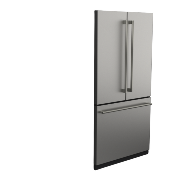 Fulgor Milano 19.9 cu.ft Stainless French Door Counter Depth Bottom Mount Refrigerator, Internal Water Dispenser, Ice Maker, Eco Refrigerant (Handle Kit Required, Sold Separately)