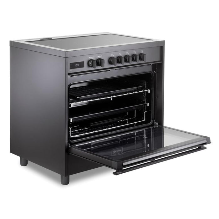 Verona Ultima Midnight 36-Inch Freestanding Full Black Induction Range With 5 EGO Burners, 5.0 Cu. Ft. European Convection Oven High Performance Italian Design