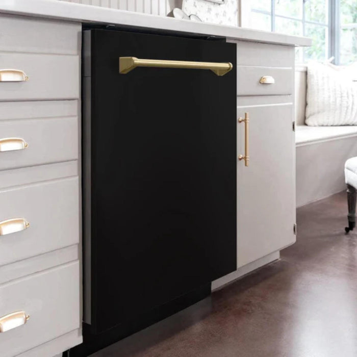 ZLINE Autograph Edition 24" Monument Series 3rd Rack Top Touch Control Tall Tub Black Matte Dishwasher.