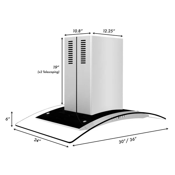 ZLINE GL14i 30" and 36" Island Mount Range Hood